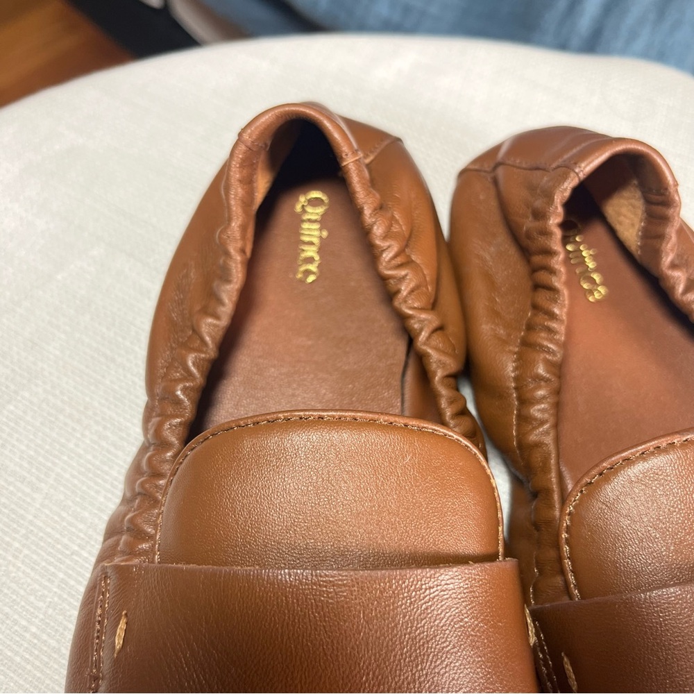 Quince Italian Leather Soft Loafer Ballet Flats Shoes Cognac Brown Prep Womens 7 - Picture 5 of 11